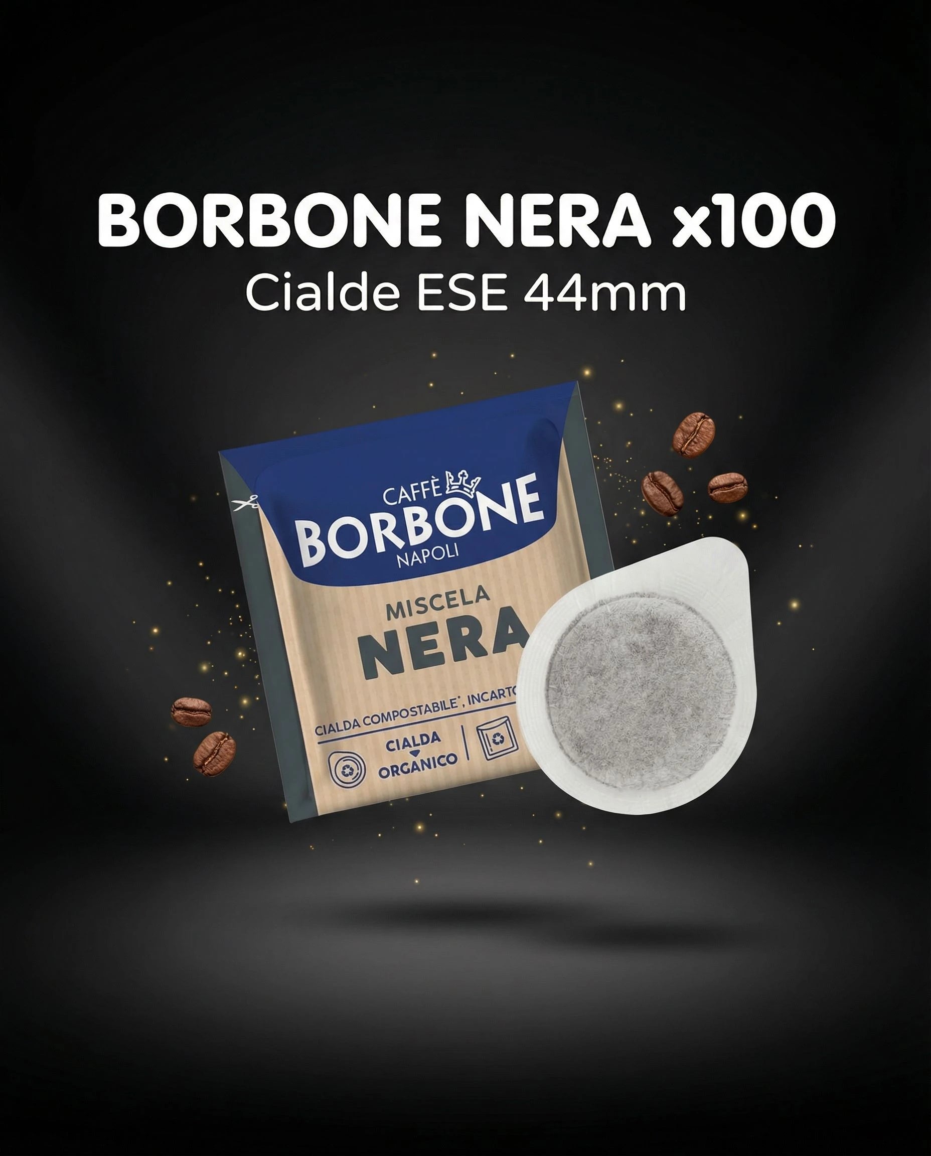 100 Cialde Caffè Borbone Miscela Nera – Filtro Carta ESE 44mm